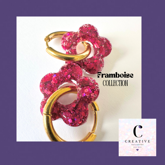 Boucles d’oreilles Fleur créole Framboise