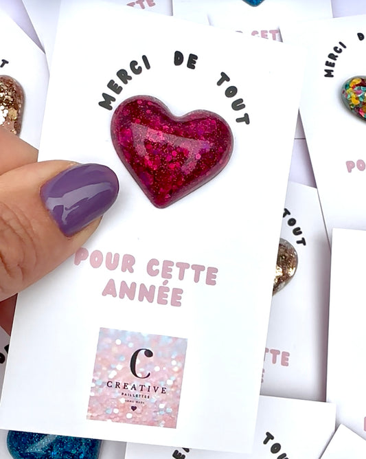 Pin’s coeur en résine Framboise