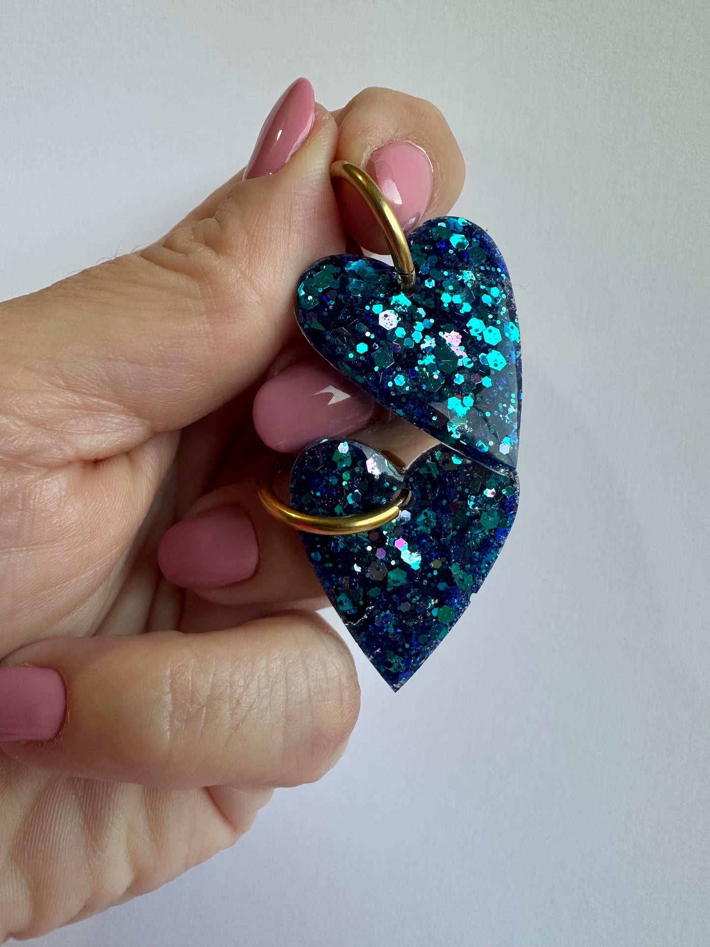 Boucles d'oreille créole coeur pailleté