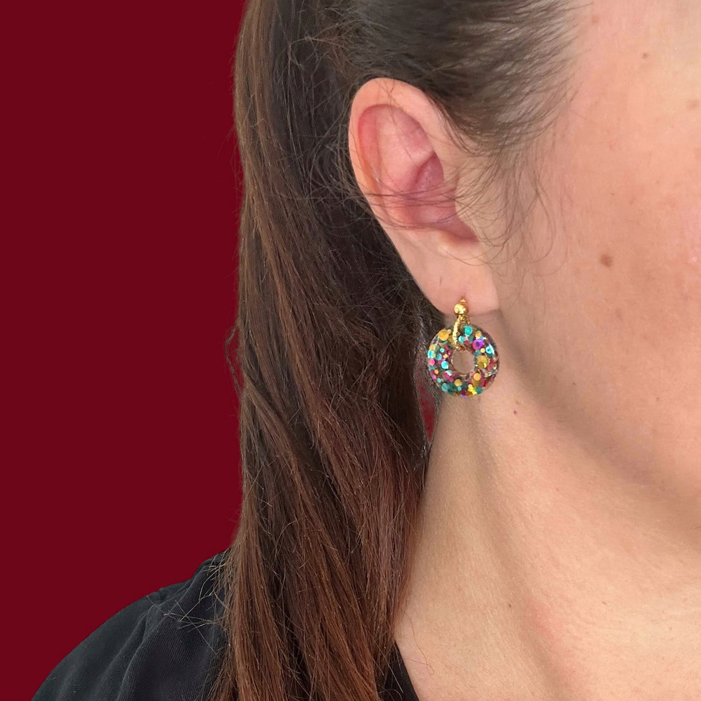 Boucles d’oreille rond pailletée