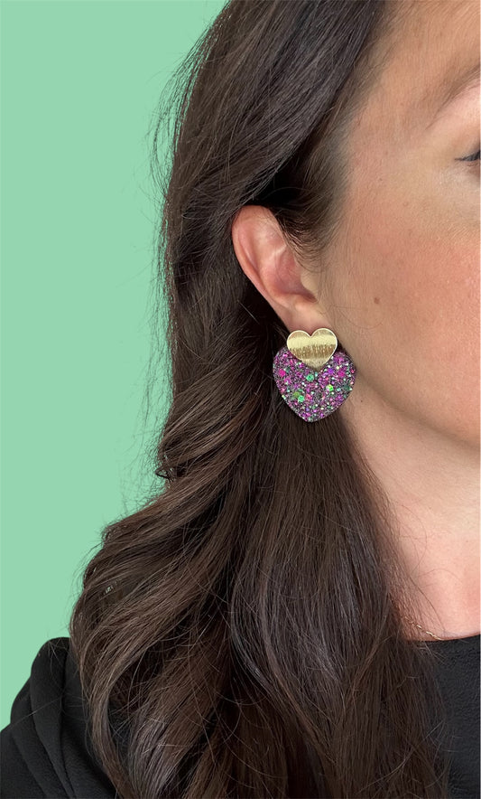 Boucles d’oreilles, double coeur