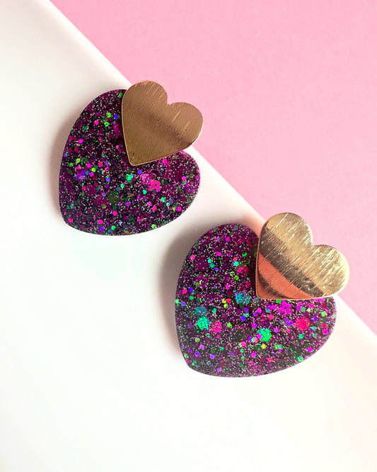 Boucles d’oreilles, double coeur