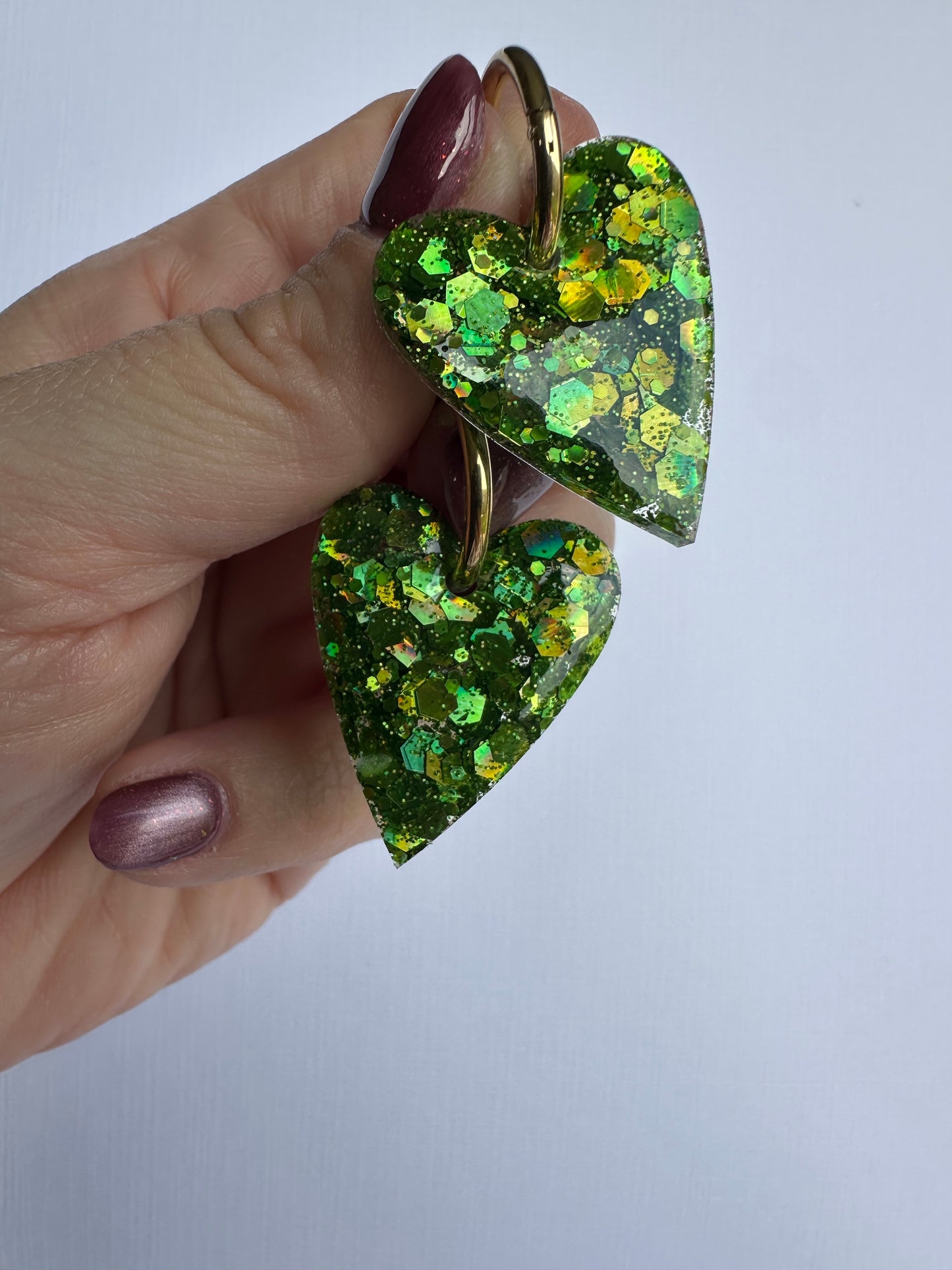 Boucles d'oreille créole coeur pailleté