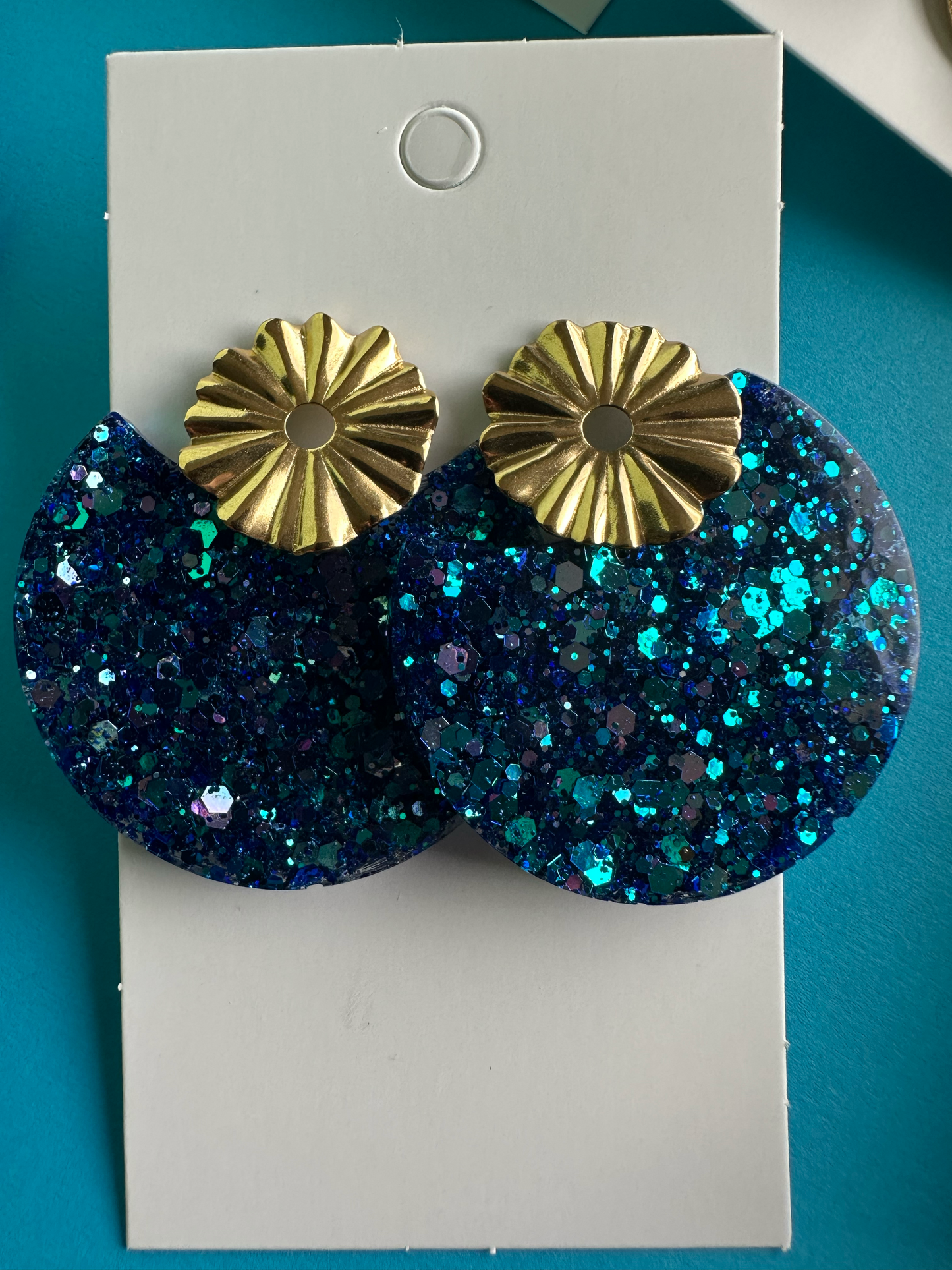 Boucles d'Oreilles Éclat de Fête - Bleu Pailleté Chic
