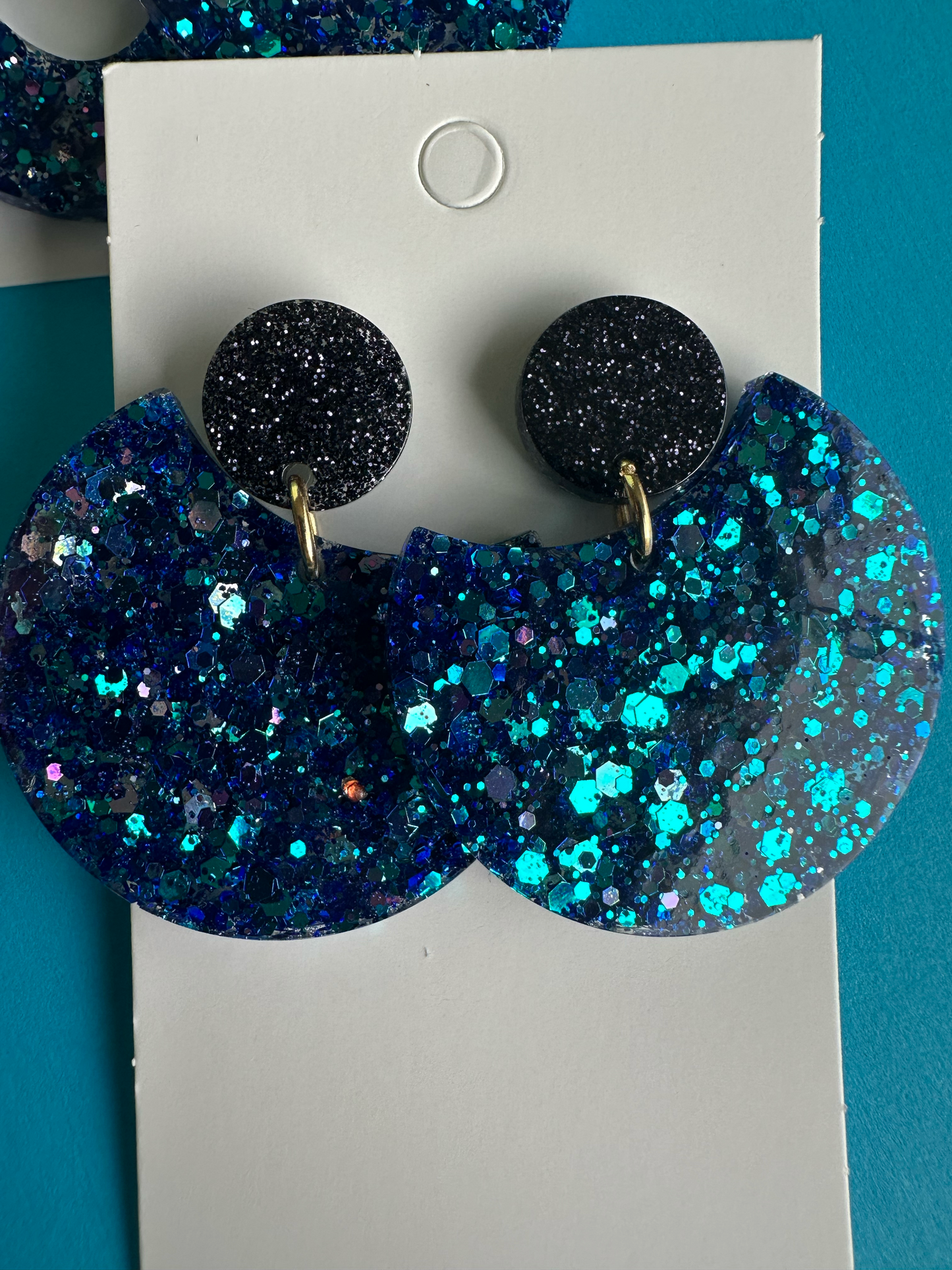 Boucles d'Oreilles Éclat de Fête - Bleu Pailleté Chic