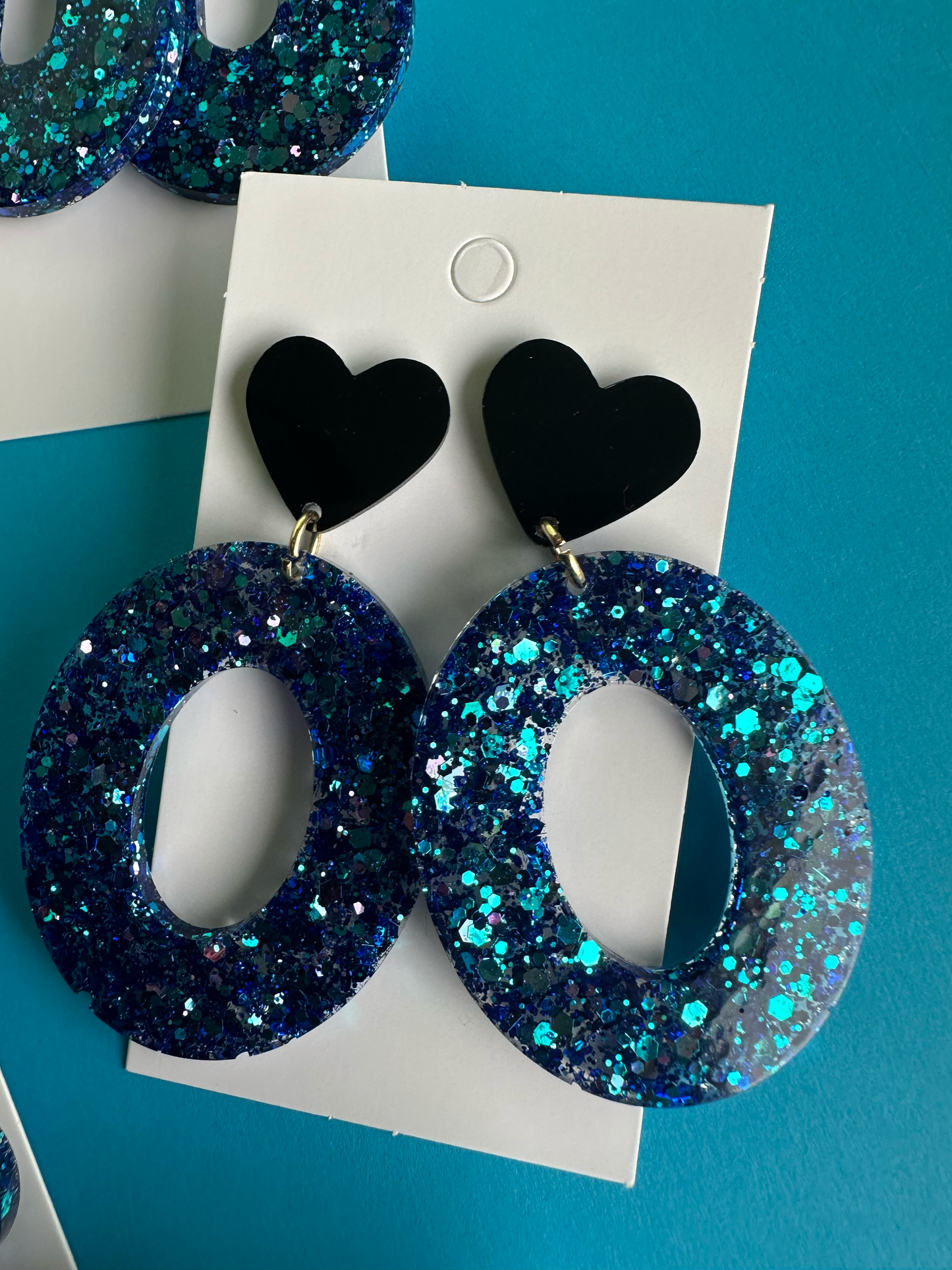 Boucles d'Oreilles Éclat de Fête - Bleu Pailleté Chic