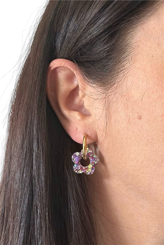 Boucles d’oreilles Fleur créole Lueur Violette