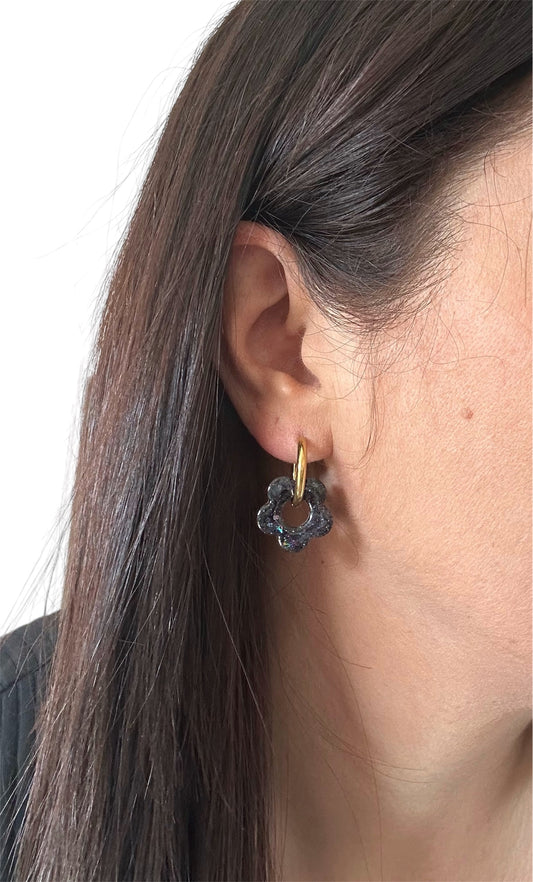 Boucles d’oreilles Fleur créole Noir