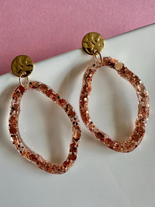 Boucles d’oreilles pendantes à paillettes doré